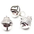 DIY silver bell pendant with sparkling zircon micro-paving and integrated hanging loop - Classic Bell-White Gold