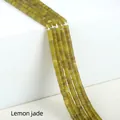 Grade A lemon jade cylinder beads in fresh yellow-green for DIY jewelry making - 2x4mm Spacer Beads (Approx. 150 Beads/Strand) / Lemon Jade A
