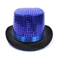 Sombrero de copa azul con lentejuelas y banda de satén para fiestas y actuaciones - Adult-58cm / Lentejuelas-azul Real