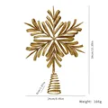 Champagne gold glitter Christmas tree topper star with 13.39 inch height dimensions - 3D Gold Snowflake Tree Topper