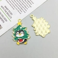 Cute cartoon Christmas penguin enamel pendant in tree costume with gold back view - Christmas Tree Penguin (21x31mm)