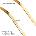 Golden 5mm stainless steel herringbone flat snake chain necklace for women - 53cm Length (JDN2308005-53)