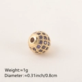 Golden round bead spacer with purple zircon stones for DIY jewelry making 0.8cm size - 8MM Purple Zirconia Gold Plated