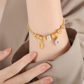 Golden snake chain bracelet with evil eye charms and sparkling crystal beads for women - Gold Color Bracelet (E467)