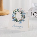 Carte de vœux avec couronne florale bleue aquarelle et texte Best Wishes sur papier - Orchidée