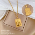 Detail der goldenen Titanstahl-Drachenkette mit Fu-Schriftzeichen und feiner Struktur - Doppelseitiger Fu Drache (Gold) / Gold