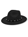 Black disco bucket hat with silver metallic studs and leather band jazz style - Black Studded Decoration Style