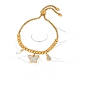 Adjustable 18K gold plated bead bracelet with butterfly and zircon charms dimensions - Butterfly / Gold