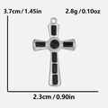Colgante de cruz plateada con gemas negras, detalles de altura 3,7 cm y peso 2,8 g mostrados - Plata-Diamantes De Imitación Negros