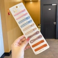 Set of 10 colorful pearl hair clips in pink and blue on display card for women - Orange Mixed 10-Piece Set