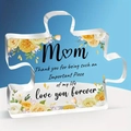 Clear acrylic puzzle piece decor for Mother's Day with heartfelt English message engraving - Mom Blue/White Style (Q99)