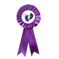 Purple Daddy TO BE award ribbon with satin texture and baby footprints for parties - Purple Badge