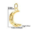 Textured crescent moon pendant in 18k gold plating showing dimensions 2.4cm and 1.4cm - Gold - Moon