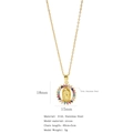 Collar de oro con colgante de Virgen María, circonitas coloridas y cadena de acero 316L - Estilo Virgen María con Borde de Piedras Multicolores (HN0078G06)