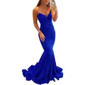 Elegant royal blue sequin mermaid evening dress with a sexy deep V-neckline - US size 2 (S) / Royal Blue
