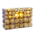 Detail van gouden kerstballen met glanzende, matte en uitgesneden texturen - 100 stuks verpakking / Goud