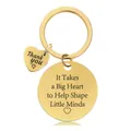 Close-up of gold stainless steel keychain with engraved heart and teacher quote - Style 36-Big Heart / Gold