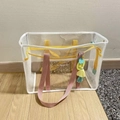 Sac de plage transparent en PVC avec mesh et sangles roses et jaunes - Grand / Rose Lotus