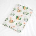 Bamboo cotton muslin swaddle blanket with cute lion and giraffe animal print - African Zoo