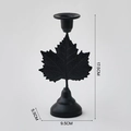 Matte black maple leaf candle holder, industrial metal style, 17.5cm height decor - Maple Leaf / Black