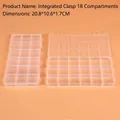 Transparent 18-compartment plastic storage box for small parts, 20.8x10.6x1.7cm - Integrated Buckle Slot 18-Compartment (20.8x10.6x1.7cm)