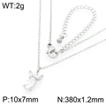 Silver stainless steel chain necklace with rabbit pendant and clear zircon stone - Silver Rabbit Head Clear Zirconia Pendant (KN295038-GC)