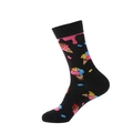 Mid-calf cotton socks in black featuring colorful melting ice cream cone patterns - 920 Ice Cream