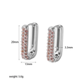 Orecchini a U in acciaio inossidabile con tabella taglie 20mm x 13mm e pietre arancioni - Argento con Zirconia Rosa (TE6372-PK-S)