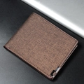 Portafoglio uomo marrone bifold in tela testurizzata con profili in pelle - caffè