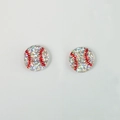 Boucles d'oreilles baseball scintillantes avec coutures rouges sur fond blanc pur - Baseball-Paillettes Blanc Argent