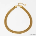 Collana a maglia dorata minimalista da 10mm con catena di estensione regolabile - Collana d'Oro (KDD1046)