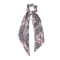 Roze paisley zijden satijnen haarelastiekje met lange linten voor paardenstaart decor - Roze Paisley