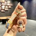 Cute Capybara keychain with a brown milk tea figure and PVC logo strap handle - B199-5 Pearl Milk Tea