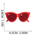 Detailed size chart for red sunglasses embroidery patch showing 6.5cm length and 2.8cm height - No. 1 - Red Sunglasses