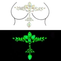 Luminous breast jewel stickers showing holographic effect and green glow in the dark - YGXT-02