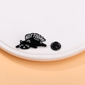 Spilla in smalto a forma di gatto nero con scritta Not Today e chiusura in metallo - Gatto Nero Not Today (CZ0656-4)