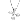 Silver cross pendant necklace in 18K plated stainless steel with high-polished finish - Silver X