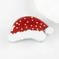 Pince à cheveux chapeau de Noël rouge pailleté avec motif de flocons de neige blancs - Bonnet de Noël rouge brillant