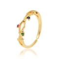 Adjustable golden vine ring for women with colorful red, green, and blue gemstones - Vine Three-color Staggered Gems