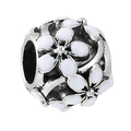 Perle en argent avec marguerites en émail blanc pour création de bijoux DIY - Style Fleur Fraîche en Émail Blanc (012)