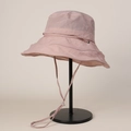Detail of light pink wide brim sun hat with adjustable drawstring and windproof cord - M(56-58cm) / Pink
