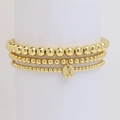 Set di tre bracciali di perline dorate con ciondolo a lettera K circolare per donna - Lettera X