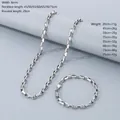 Conjunto de joyas de cadena box de 6mm en acero inoxidable plata collar y pulsera - Cierre de Langosta de Barra / Pulsera / Color Acero