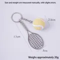 Mini tennis racket and yellow ball keychain variant in bright silver alloy finish - 2.5cm Large Light Yellow Tennis Ball + Silver Racket