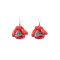 Dettaglio orecchini di Natale a maglione brutto rossi trasparenti con luci LED - Orecchini Maglione di Natale / Rosso