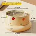 Bol chauffant pour chat à pois avec base intelligente pour l'alimentation hivernale - Grande Gamelle à Pois + Base Chauffante / Beige