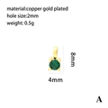 Macro detail of a small round green zircon pendant in 18K gold plated copper - Round Pendant-A