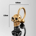 Golden punk skull stud earring in cast stainless steel measuring 0.65cm by 1.23cm - Golden Skull Shape (S290)