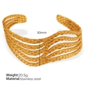 30mm brede gouden roestvrijstalen armband met geweven golftextuur en minimalistisch design - SZ141 (30mm Breedte) / Goud