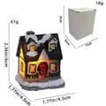 Resin Christmas village house with LED lights and white packaging box, 61g model - Black Top Glowing House Style C (DD2-21)